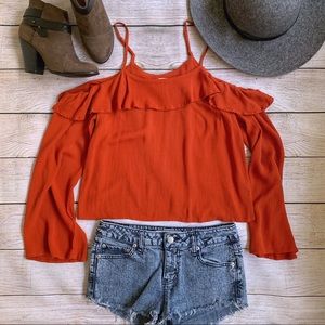 Off shoulder long sleeve top